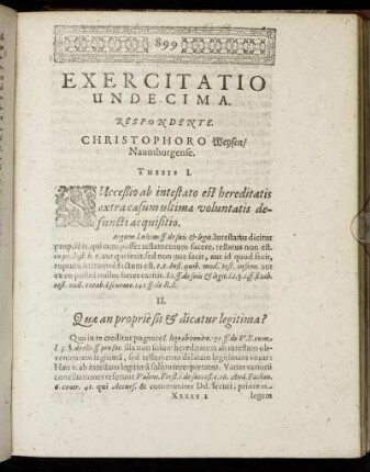 Exercitatio Undecima