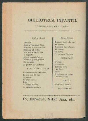 Biblioteca infantil : Comedias para niños y niñas