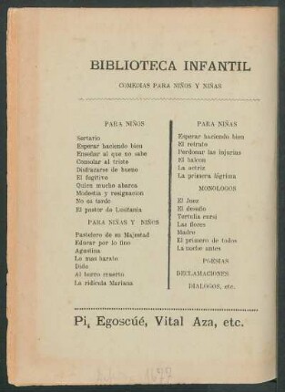 Biblioteca infantil : Comedias para niños y niñas