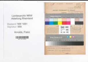 Entnazifizierung Franz Arnolds , geb. 22.12.1910 (Vermessungsrat)