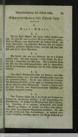 Schuleinrichung seit Ostern 1828