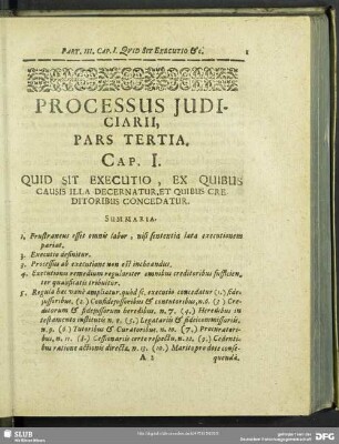 Cap. I. Quid Sit Executio , Ex Quibus Causis Illa Decernatur,Et Quibus Creditoribus Concedatur