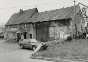 Medingen, Wohnhaus : Medingen (Kreis Kamenz), Wohnhaus mit Scheunenanbau, Dorfstraße 27, 18. Jahrhundert, Hofansicht