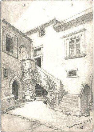 Walther, Conradin; u. a. Deutschland; Italien; Skizzen - Haus in Taormina (Perspektive)