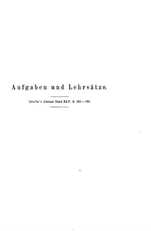 Lehrsätze und Aufgaben.