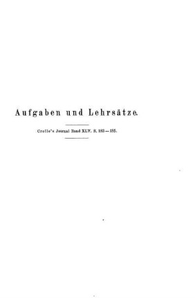 Lehrsätze und Aufgaben.