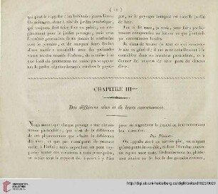 Chapitre IIIeme: Des différens sites et de leurs convenances