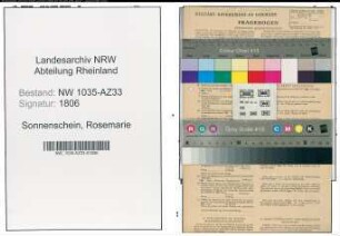 Entnazifizierung Rosemarie Sonnenschein , geb. 30.07.1921 (Stenotypistin)