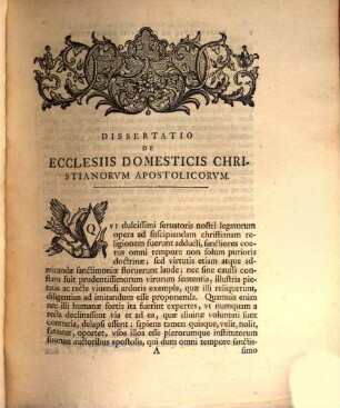 Dissertatio Theologica De Ecclesiis Domesticis Christianorum Apostolicorum