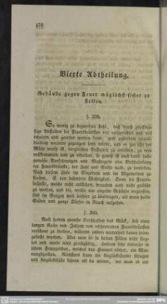 Vierte Abtheilung. Gebäude gegen Feuer möglichst sicher zu stellen