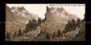 Blick ins Tal Ferret und zum Grandes Jorasses