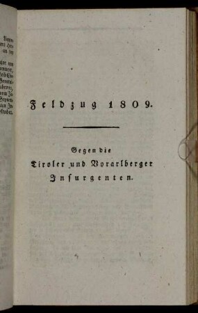 Feldzug 1809 - Gegen die Tiroler und Vorarlberger Insurgenten