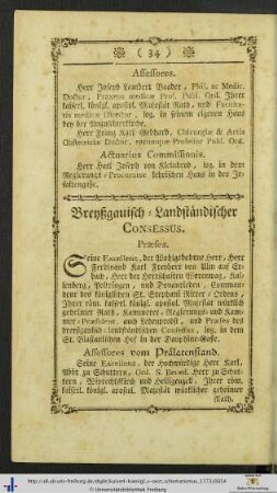 Breyßgauisch-Landständischer Consessus.