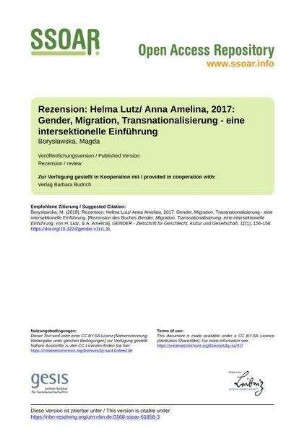 Rezension: Helma Lutz/ Anna Amelina, 2017: Gender, Migration, Transnationalisierung - eine intersektionelle Einführung