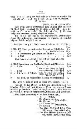 Ermittelung des Bedarfs von Brennmaterial für Schulhäuser nach der neuen Maß- und Gewichts-Ordnung : [V. Elementarschulwesen]