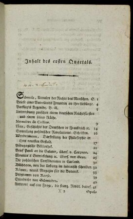 Inhalt des ersten Quartals.