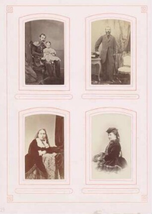 links oben: Zar Alexander II. mit Sohn rechts oben: Zar Alexander links unten: Prinzessin Beatrice rechts unten: Unbekannt (Dame)