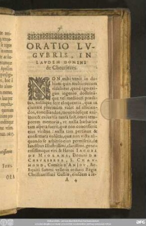 Oratio Lugubris, In Laudem Domini de Chevrieres.