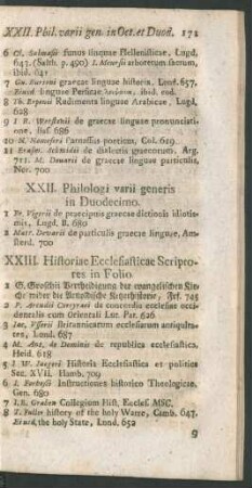 XXIII. Historiae Ecclesiasticae Scriptores