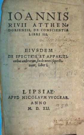 Ioannis Rivii Atthendoriensis De conscientia libri III
