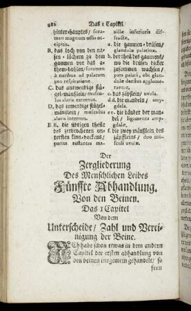 Der Zergliederung Des Menschlichen Leibes Fuenffte Abhandlung. Von den Beinen