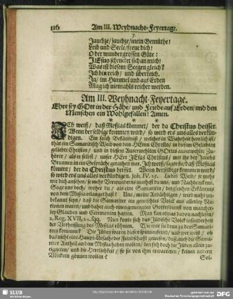 Am III. Weyhnacht-Feyertage