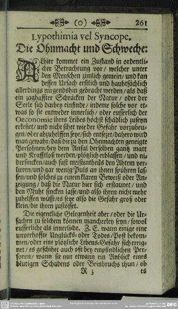 Lypothimia vel Syncope. Die Ohnmacht und Schweche