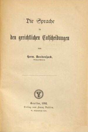 Die Sprache in gerichtlichen Entscheidungen