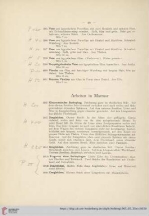 Arbeiten in Marmor (Nr. 402-427)