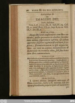 Articulus II. De Imagine Dei.