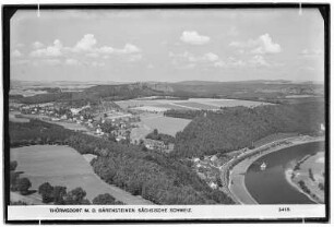 Thürmsdorf mit dem Bärenstein. Sächsische Schweiz