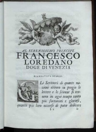Al Serenisssimo Principe Francesco Loredano Doge Di Venezia