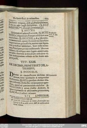 Tit. XXIII. De Decimis, Primitiis Oblationibus.