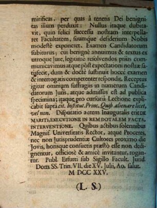 Facultatis iuridicae Decanus Lectori benevolo S. et O. : [Programma quo diss. inaug. J. E. Lotichii indicit, de alienatione dotalium immobilium praefatus]