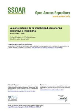 La construcción de la credibilidad como forma discursiva e imaginaria