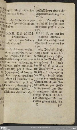 XXII. De Membris Internis