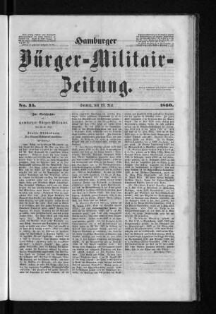 Hamburger Bürger-Militair-Zeitung. No. 35. 1860