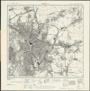 Meßtischblatt 11 : Leipzig (Ost), 1935 : Leipzig (Ost). - Umdr.-Ausg., aufgen. 1905, hrsg. 1908, bericht. 1927, einz. Nachtr. 1934. - 1:25000. - Leipzig, 1935. - 1 Kt.