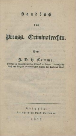 Handbuch des Preuss. Criminalrechts