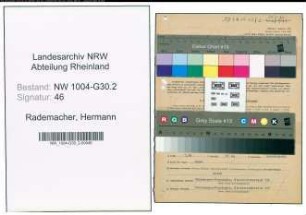 Entnazifizierung Hermann Rademacher , geb. 15.06.1915 (Ingenieur)