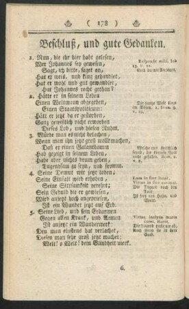 Beschluß, und gute Gedanken.