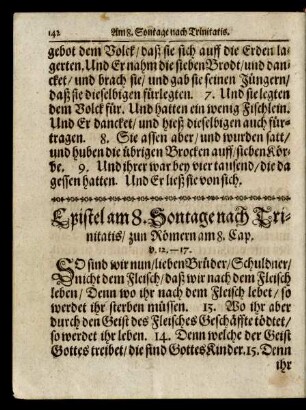 Epistel am 8. Sontage nach Trinitatis/ ...