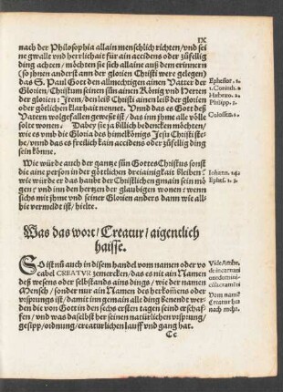 Was das wort/ Creatur/ aigentlich haisse.
