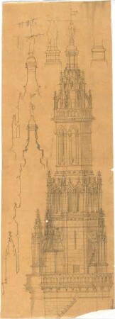 Schmidt, Friedrich von; Skizzen und Pläne - Gebäude (Teilansicht, Details)