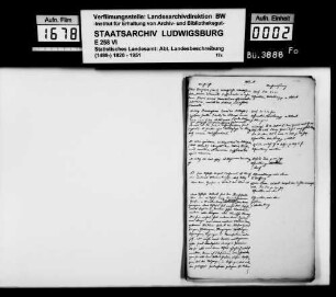 Kollektaneen des Finanzreferendärs Jäger zur Geschichte zahlreicher Oberamtsorte vorwiegend im Mittelalter