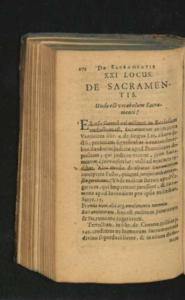 XXI. Locus. De Sacramentis.