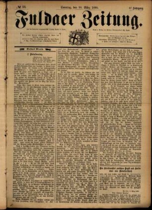 Erste Ausgabe vom Sonntag, den 30. März 1890.