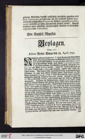 Beylagen [Num. 111 - Num. 112]