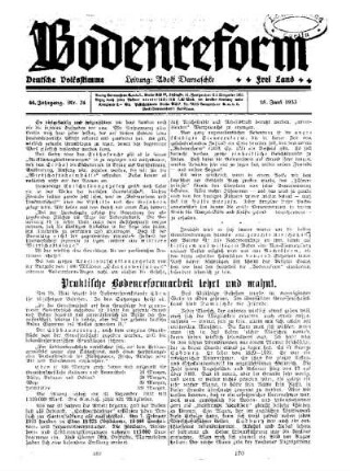 Praktische Bodenreformarbeit lehrt und mahnt