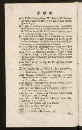 380-430, Libri Historici, Politici, Geographici, Itinerarii, Heraldici in 12mo. in 4to. in 12mo.